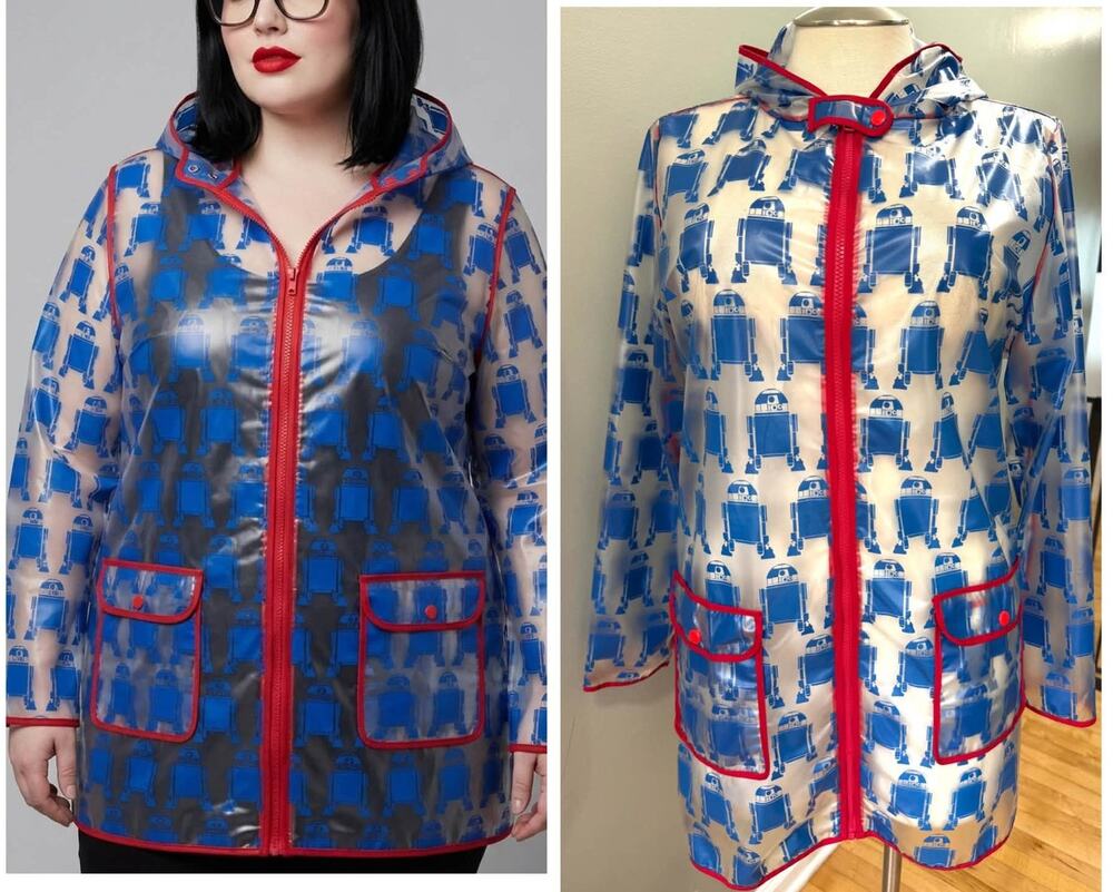 Torrid 3 (3X) Disney Star Wars R2D2 Hooded Zip Up Rain Coat Jacket w/Pockets
